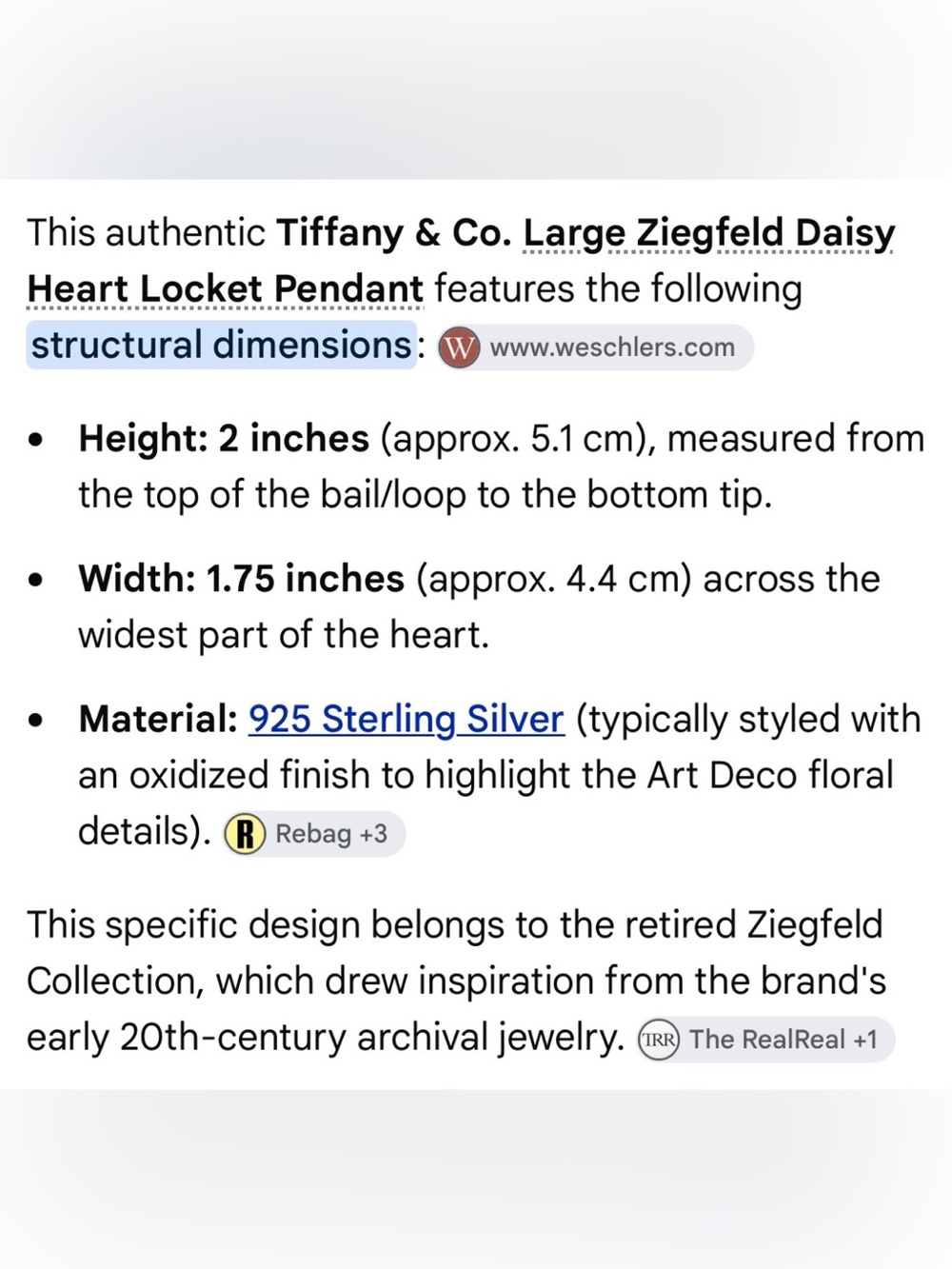 STERLING SILVER, TIFFANY & CO. ZIEGFELD DAISY HEART LOCKET - Picture 7 of 10
